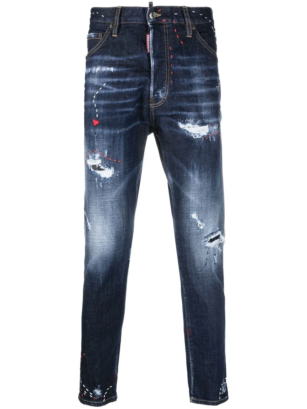 

Dsquared2 jeans slim con detalles rasgados - Azul