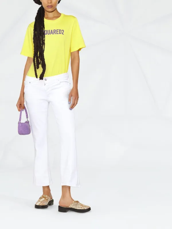 【関税込 日本発送】DSQUARED2 フレア ジーンズ ホワイト DSQUARED2 White Bull フレアジーンズ | ホワイト | FARFETCH JP