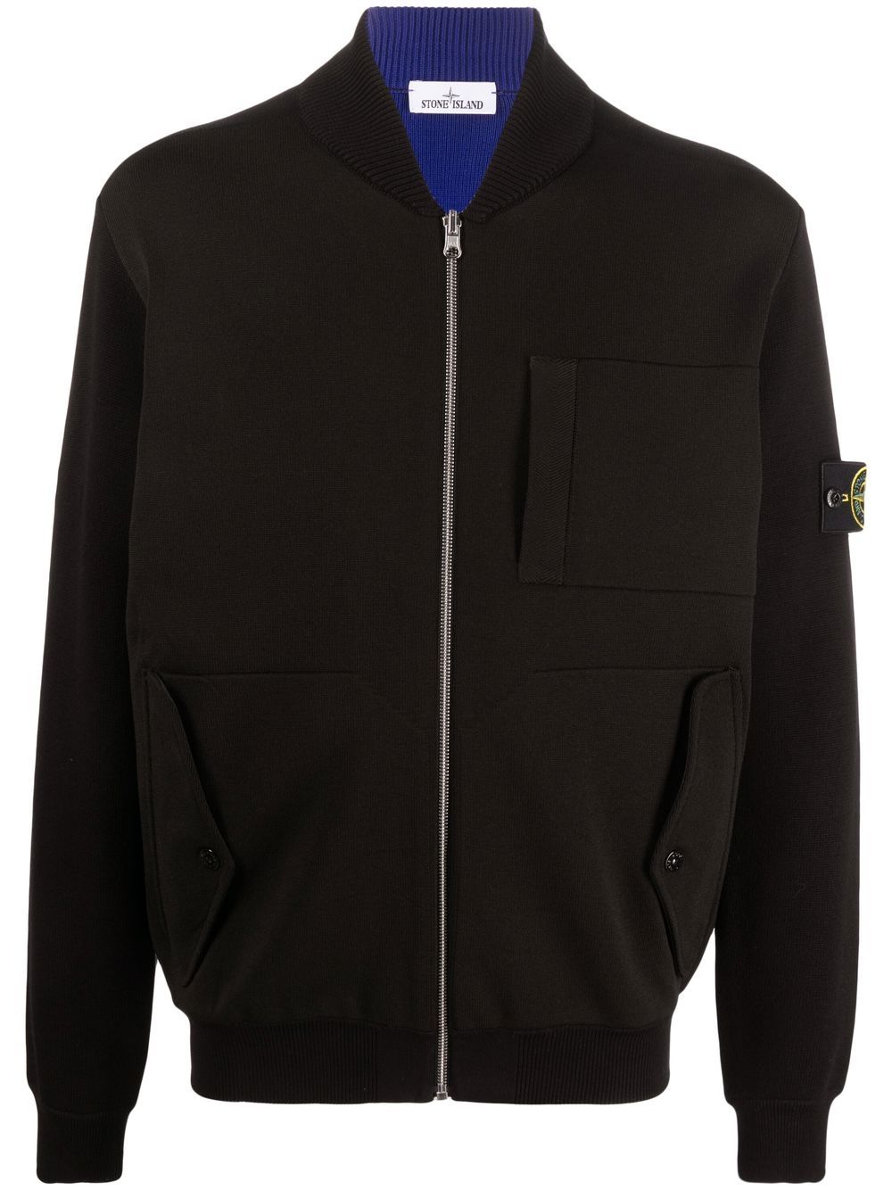 Stone Island Compass-patch zip-up sweatshirt - Black