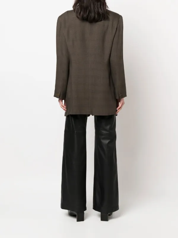 Giorgio Armani Pre-Owned 1990s plaid-pattern Collarless Jacket 