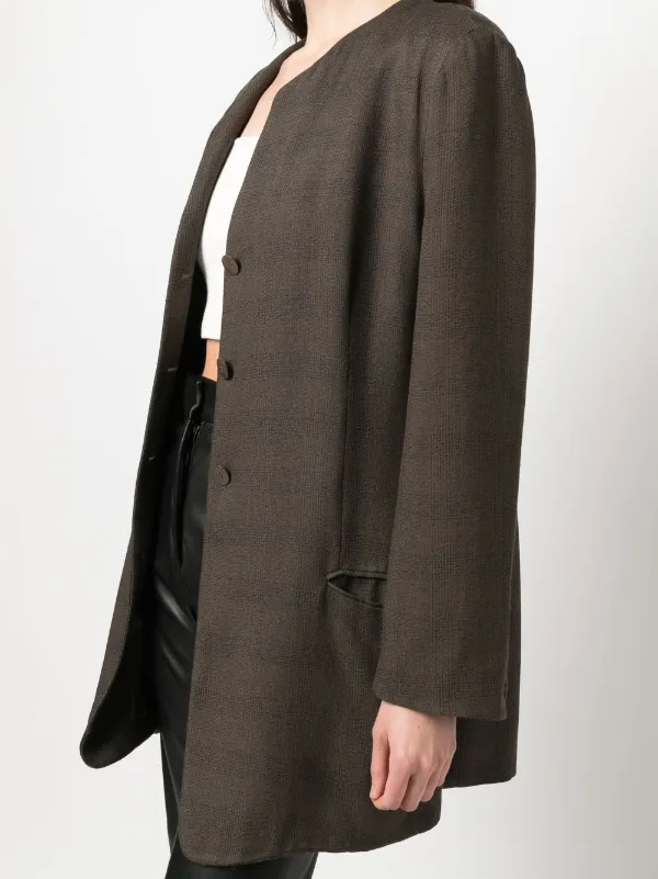 Giorgio Armani Pre-Owned 1990s plaid-pattern Collarless Jacket 