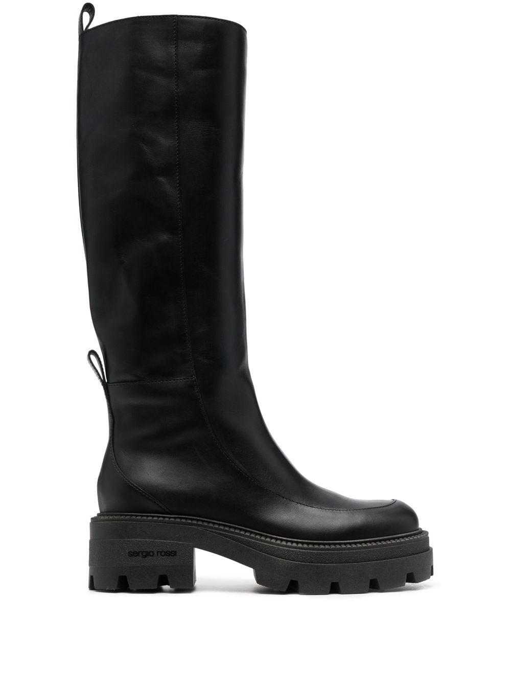 Sergio Rossi Square-toe Leather Boots In Black