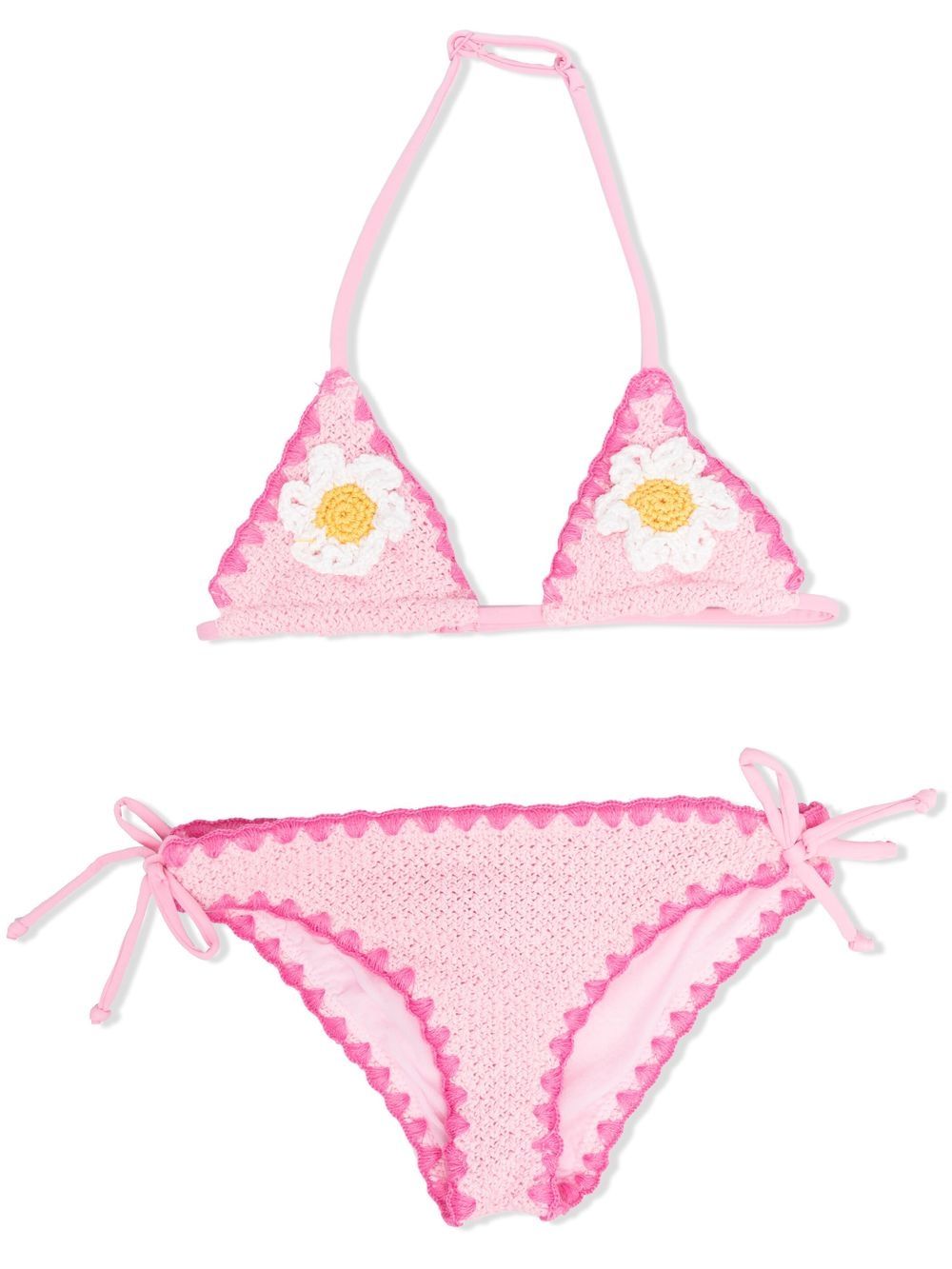 Mc2 Saint Barth Holly Knitted Triangle Bikini In Pink