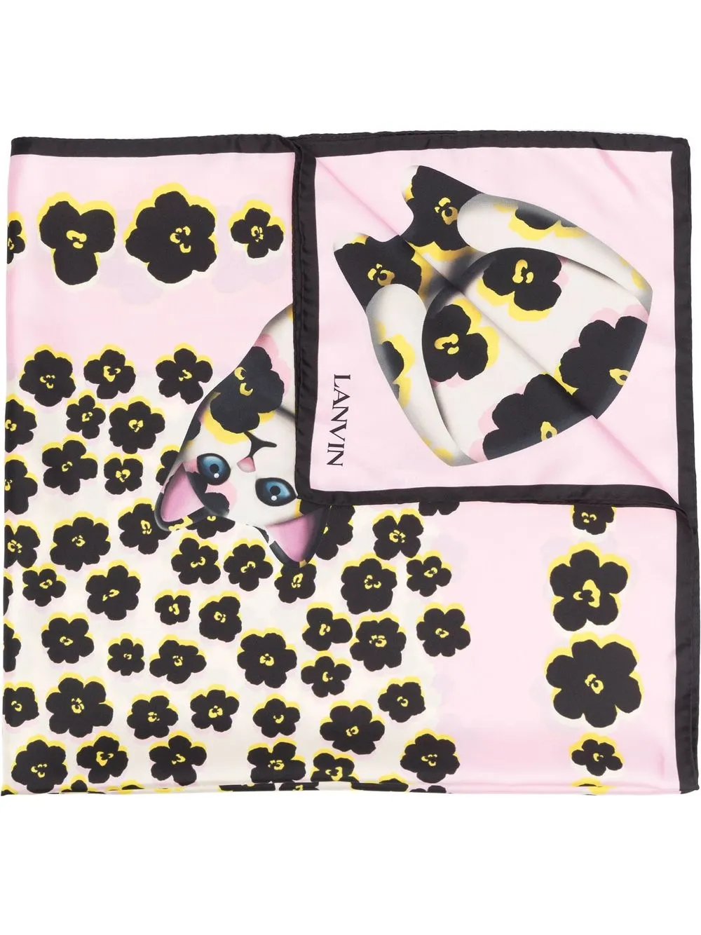 

Lanvin floral cat-print scarf - Pink