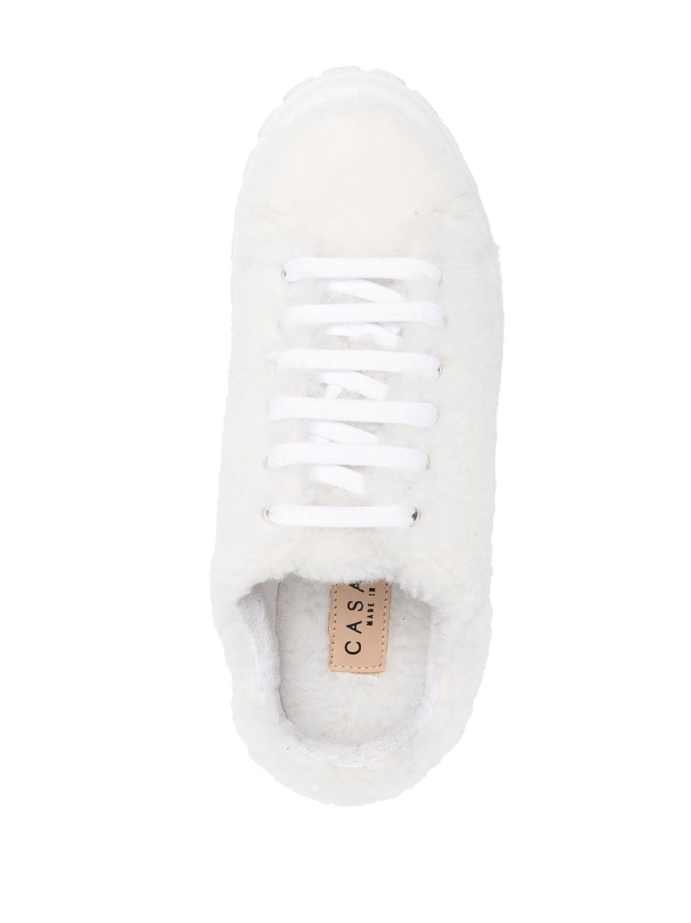 Shop Casadei Faux-shearling Low-top Sneakers In White