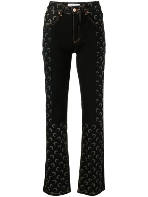 Marine Serre crescent moon-print straight-leg jeans
