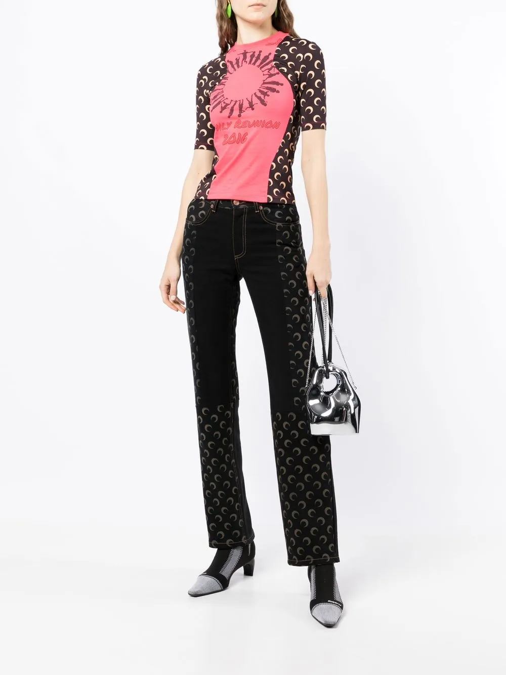 Marine Serre Crescent moon-print straight-leg Jeans - Farfetch