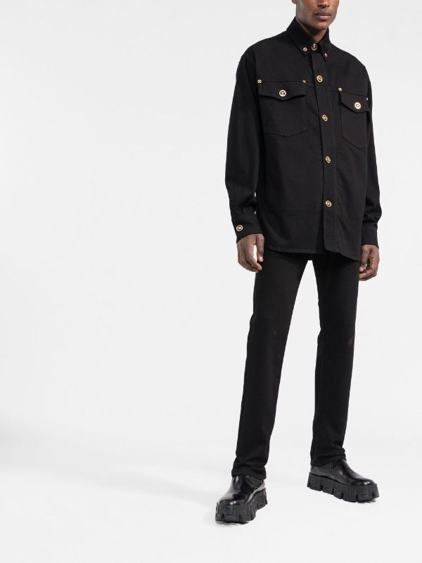 versace black button up