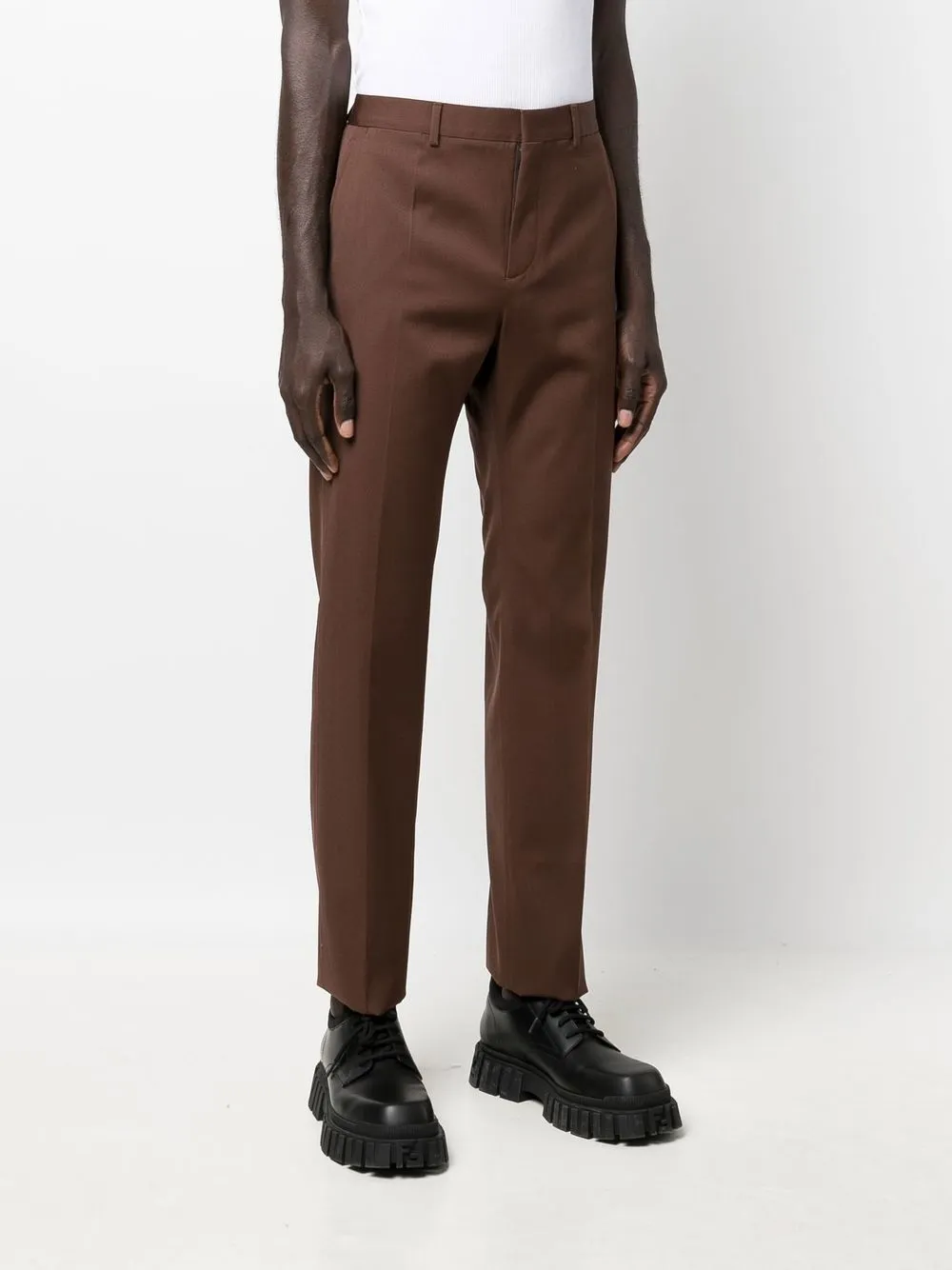 Valentino Straight-leg Tailored Trousers In Brown