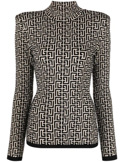 Balmain monogram turtle neck jumper Women