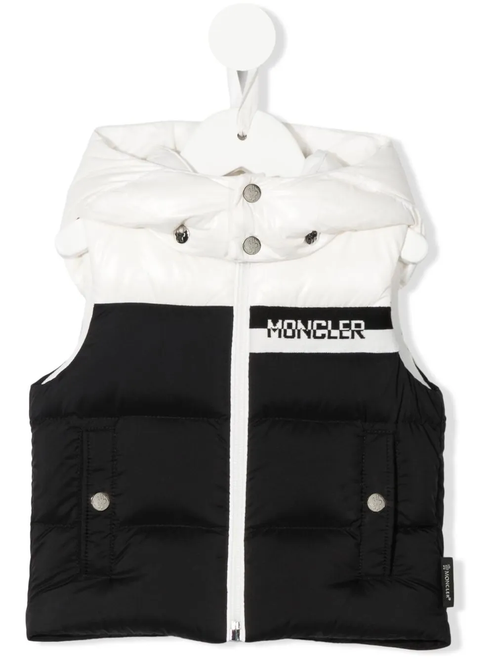 

Moncler Enfant chaleco con paneles y capucha - Negro