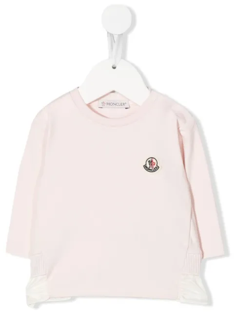 Moncler Enfant قميص بشارة شعار الماركة وأطراف كرانيش
