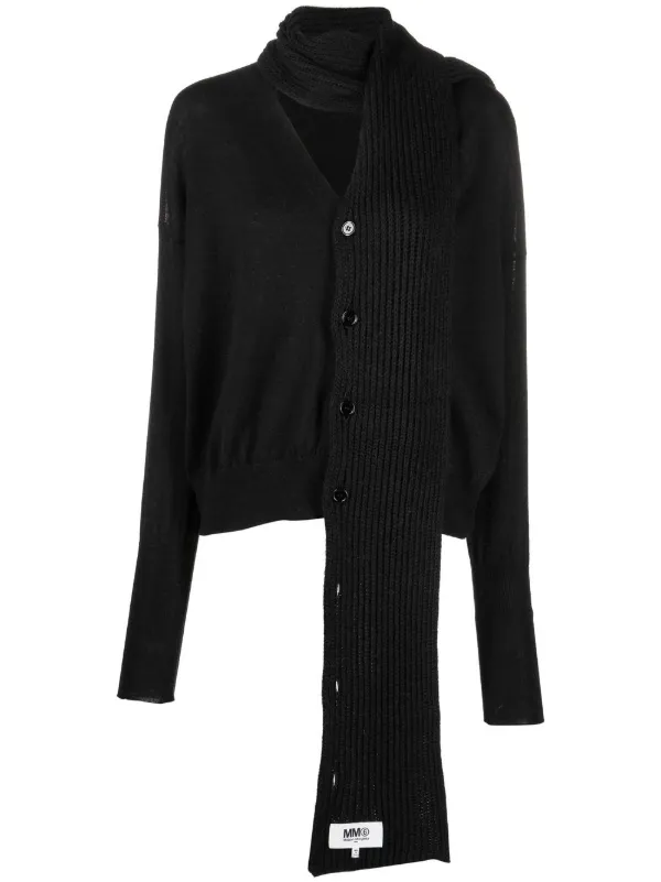 MM6 Maison Margiela scarf-detail Knit Cardigan - Farfetch