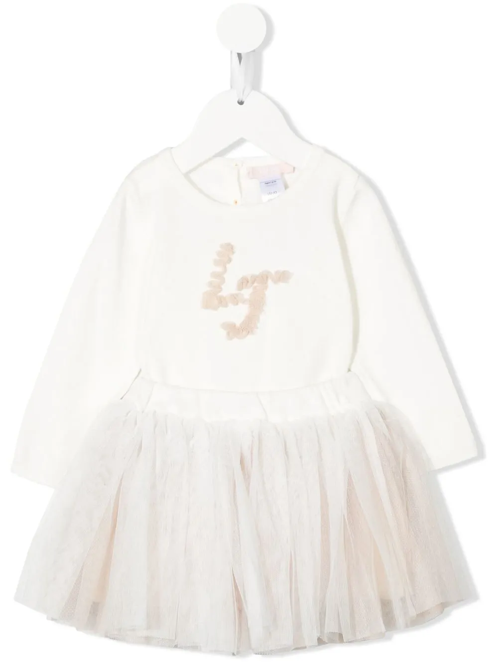 

LIU JO appliqué-logo tulle dress - White