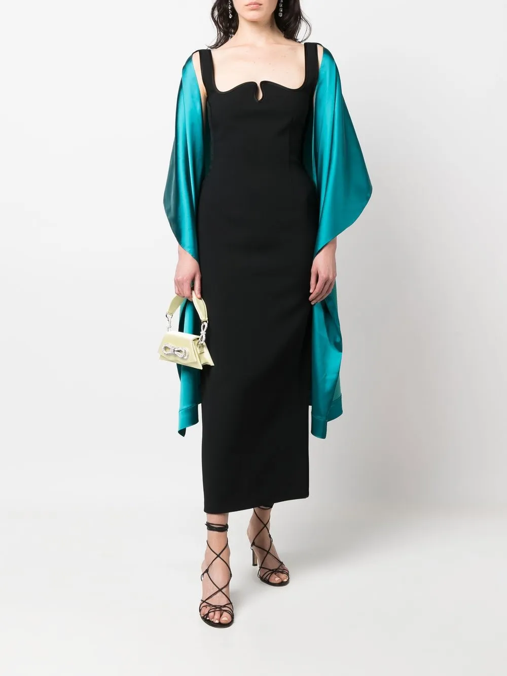 Talbot Runhof Sjaal met satijnen afwerking - Blauw