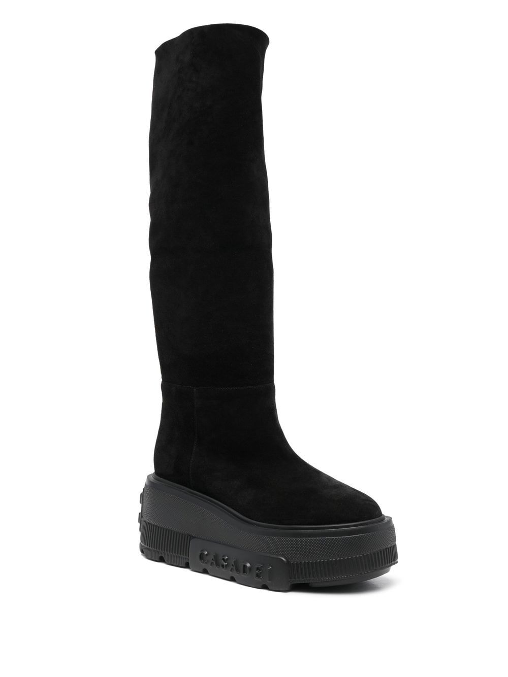 Shop Casadei Nexus Folded Platform Boots In Black