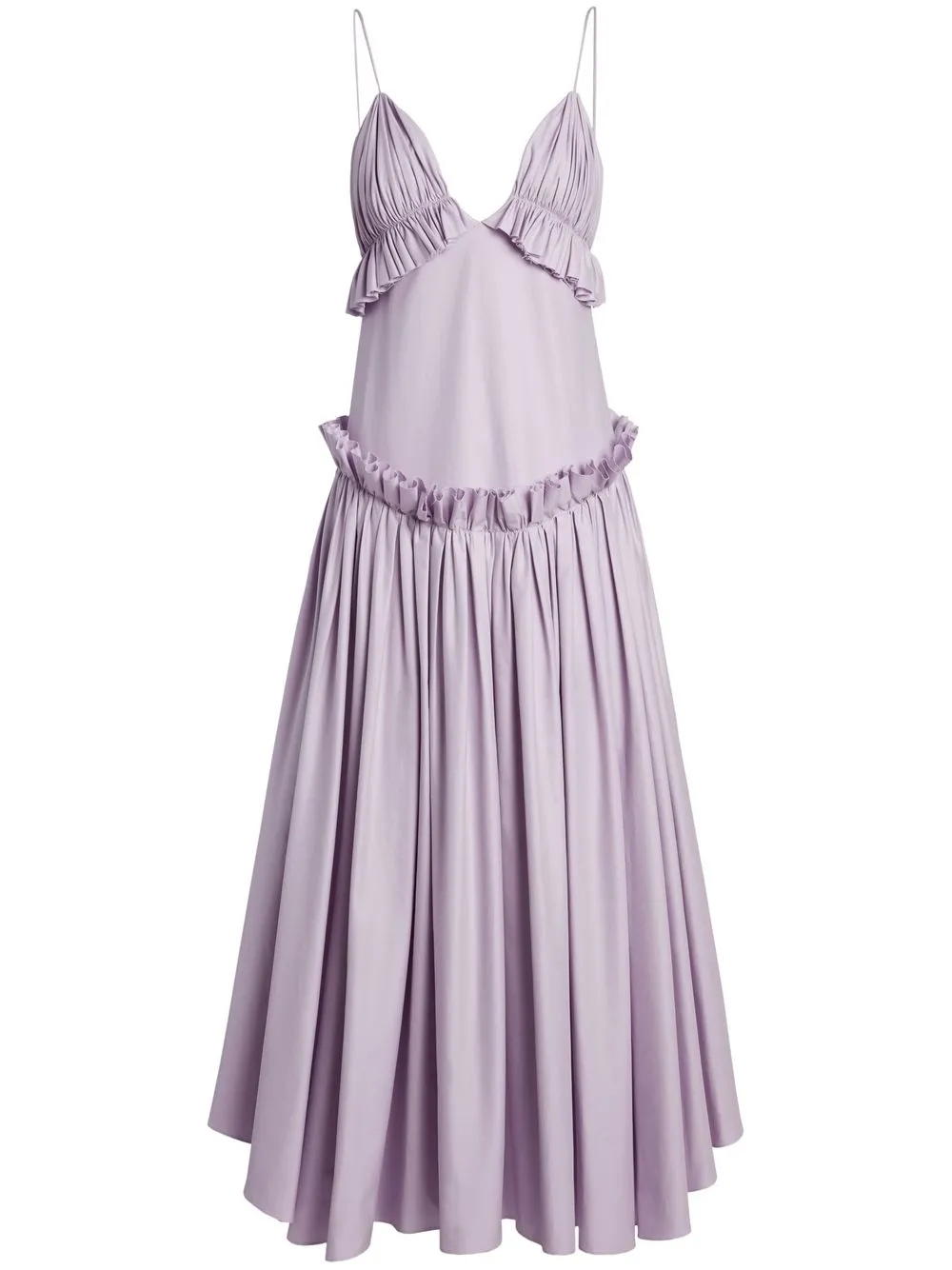 

KHAITE vestido midi Andrina con volantes - Morado