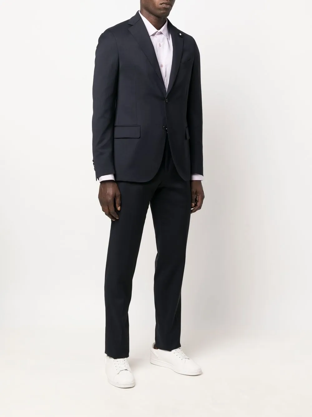LARDINI シングルスーツ ストライプ ブルー ホワイト 48 LARDINI ラルディーニ メンズ ストライプ パッカブル スーツ