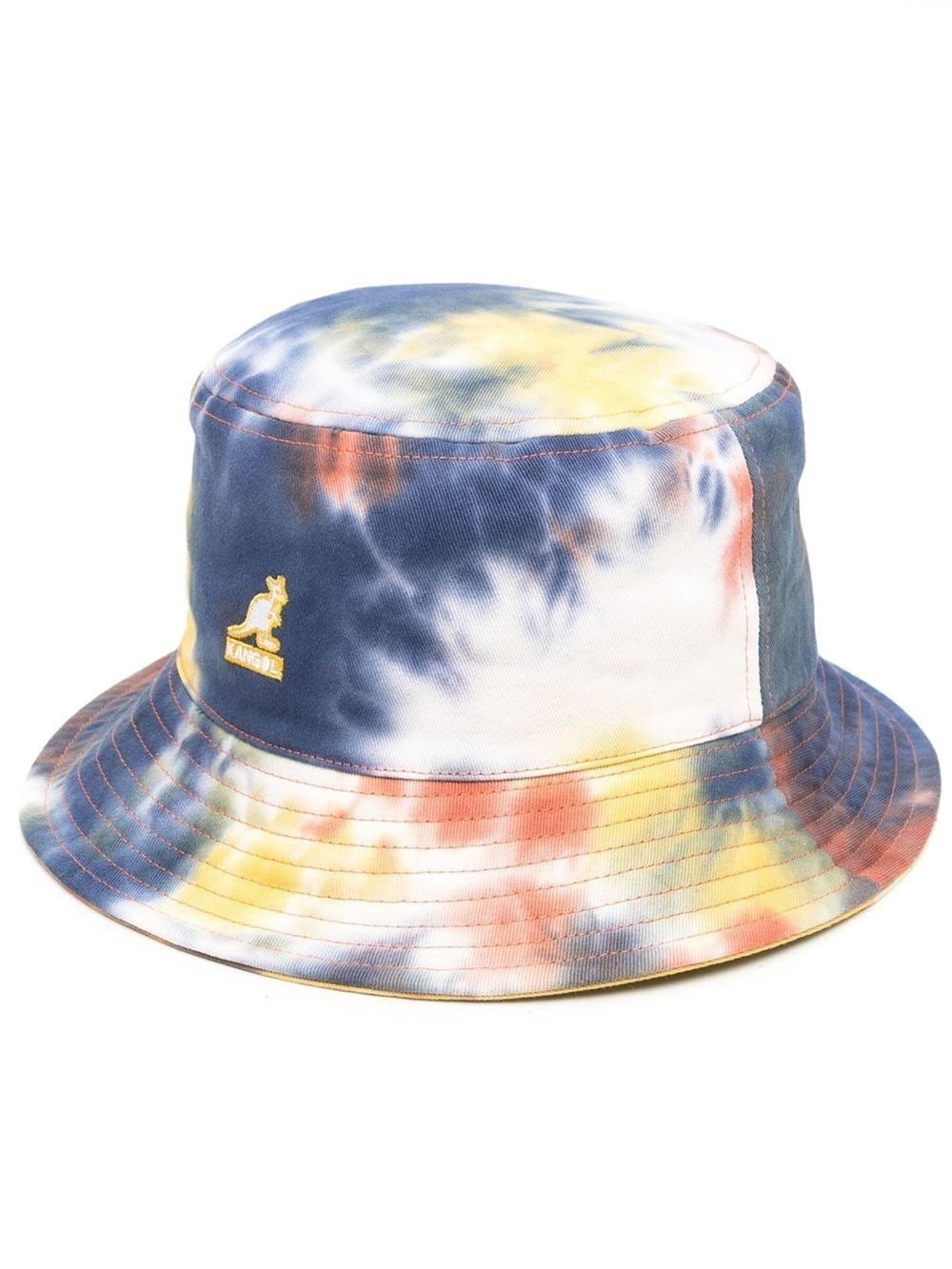 Kangol Embroidered-logo Tie-dye Bucket Hat In Blue