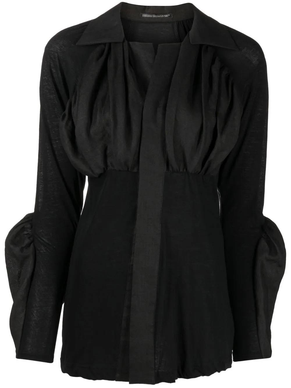 

Yohji Yamamoto gathered-panel jacket - Black