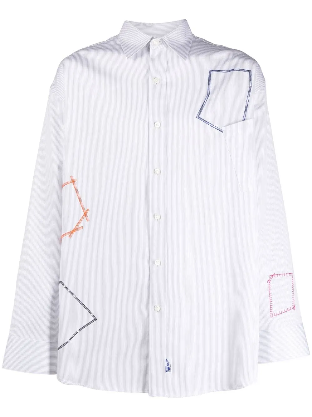 

Ader Error decorative-stitch cotton shirt - White