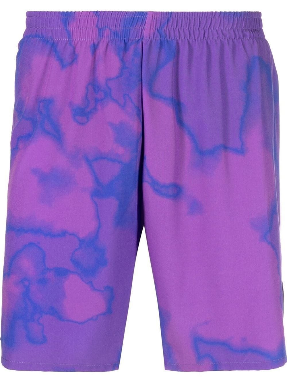 Saysky Logo-patch Tie-dye Shorts In Purple