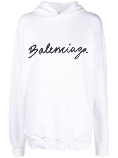 Balenciaga logo-print cotton hoodie Women