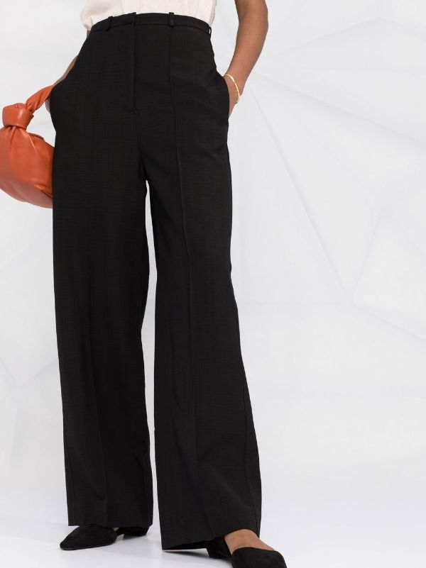 High Waisted Flared Trousers - Black