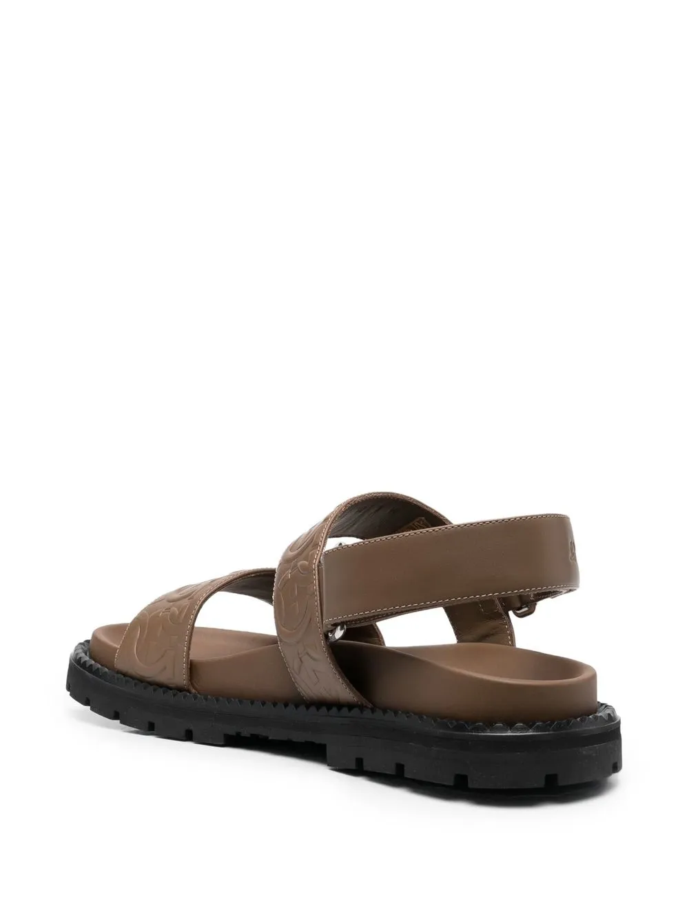  Ferragamo Gancini Debossed Sandals - Brown 