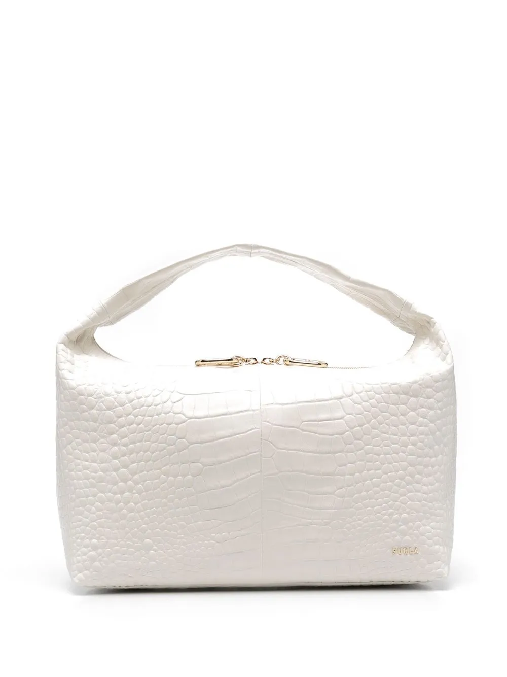 

Furla tote con efecto de piel de cocodrilo en relieve - Blanco