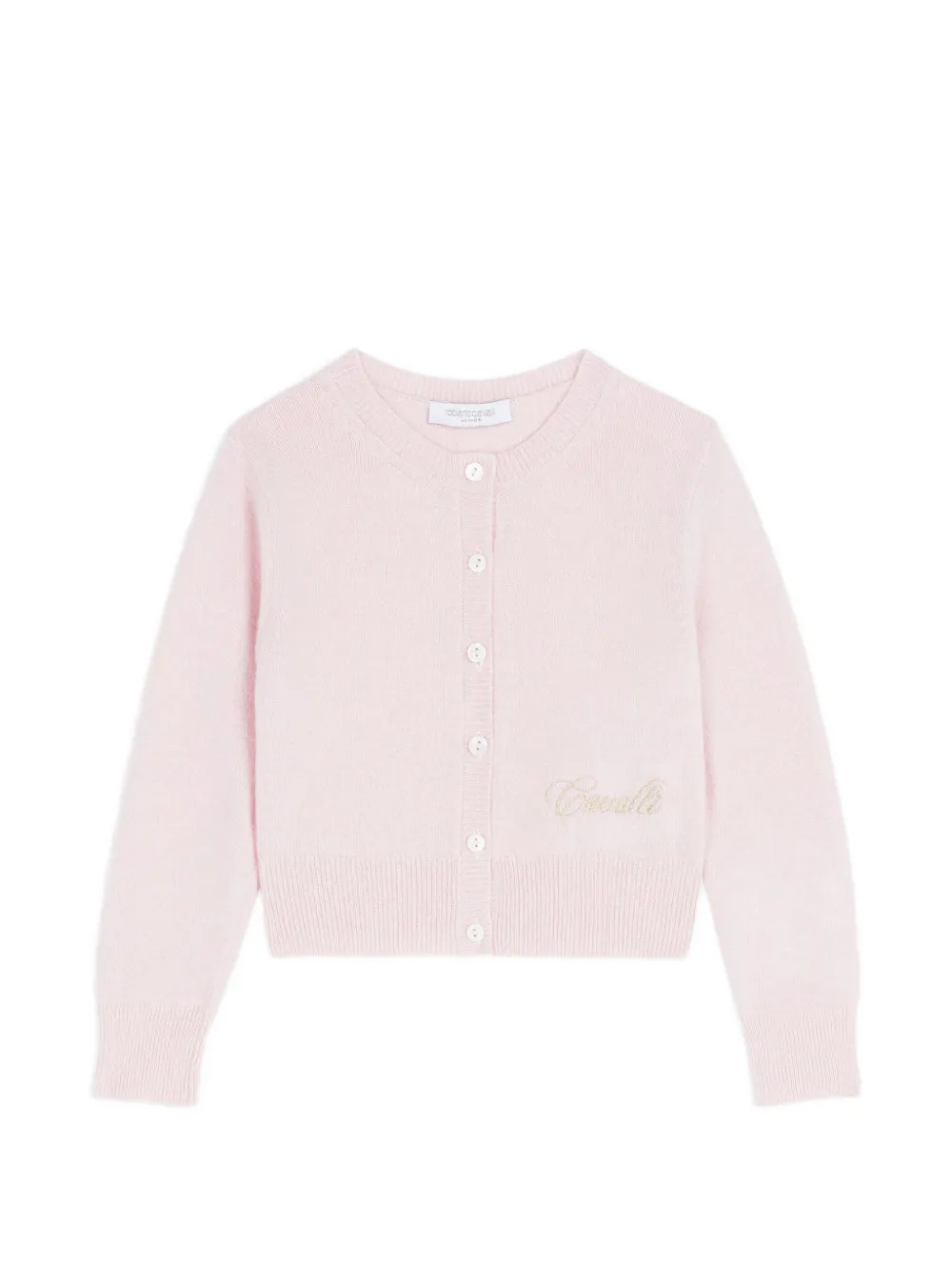 Roberto Cavalli Junior logo-embroidered knitted cardigan - Rosa