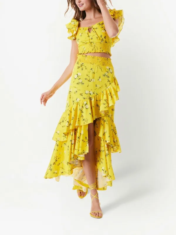 Alice and olivia 2024 yellow floral dress