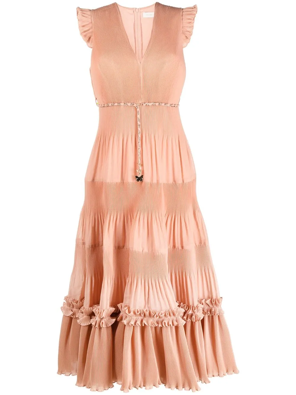 

ZIMMERMANN vestido midi con volantes - Rosado