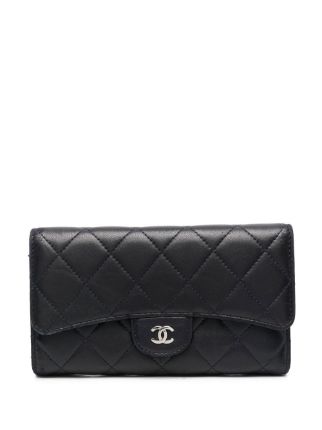 chanel quilted trifold wallet