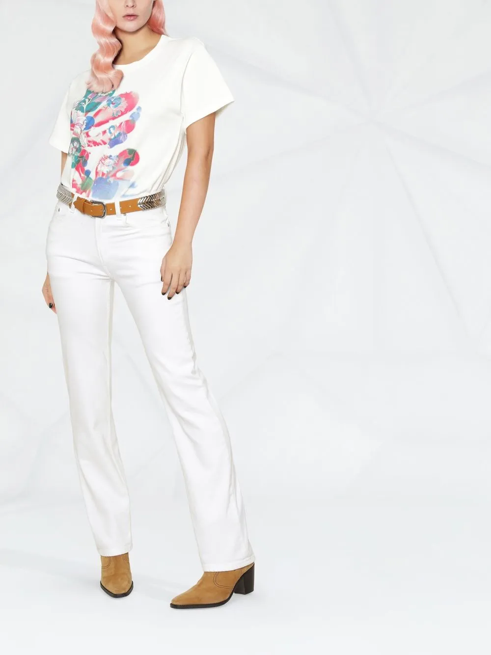  Isabel Marant T Shirt Mit Grafischem Print   Weiß 