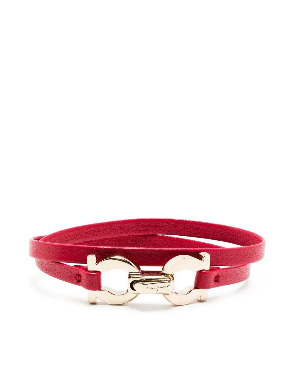 

Salvatore Ferragamo pulsera Gancini doble - Rojo