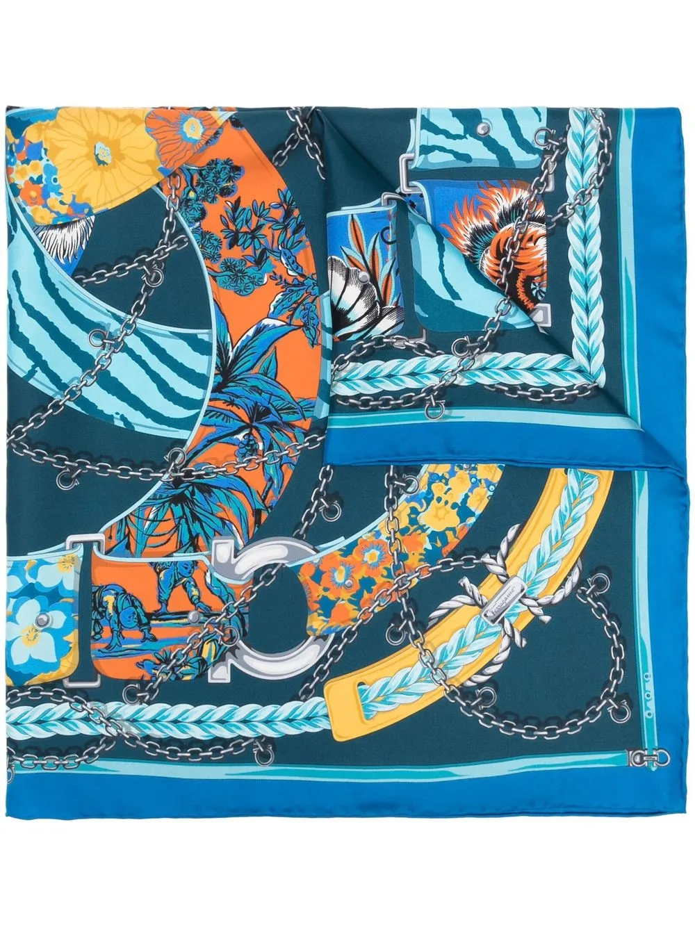 

Ferragamo patterned silk scarf - Blue