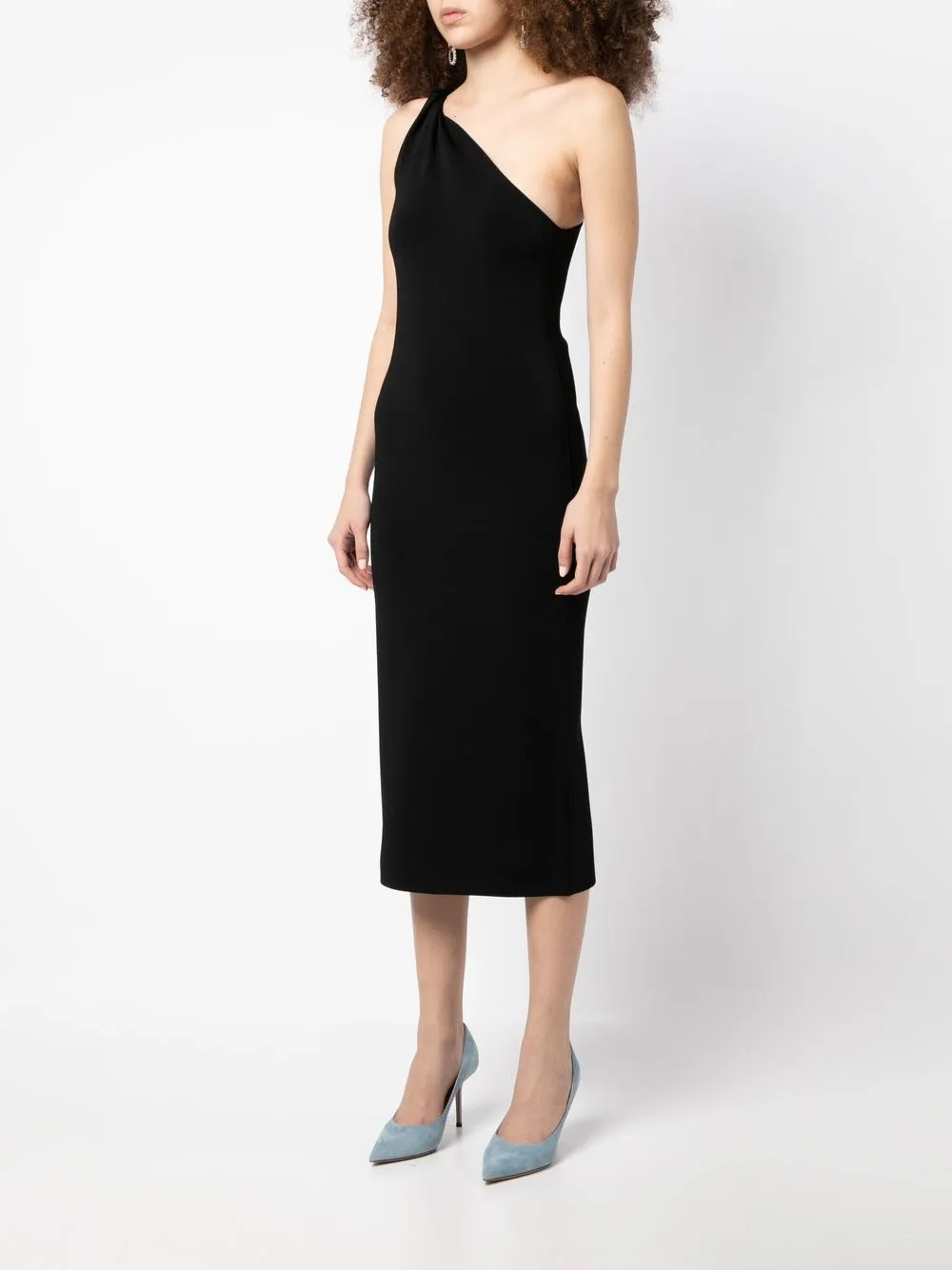 Shop Galvan One-shoulder Dress In Black