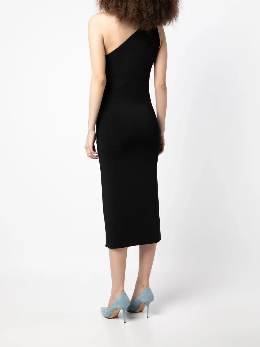 Shop Galvan One-shoulder Dress In Black