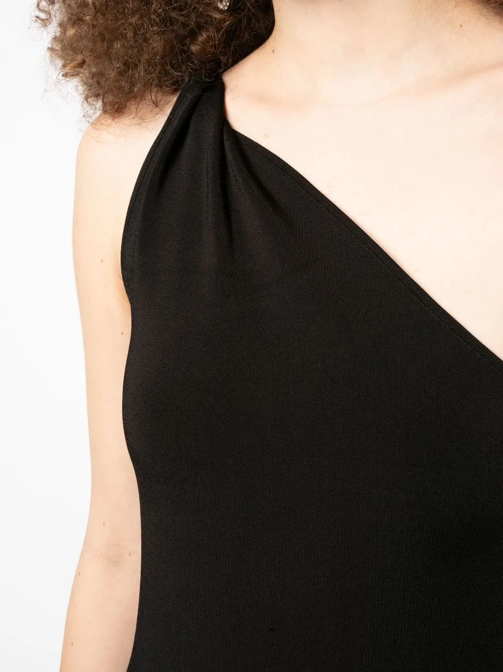 Shop Galvan One-shoulder Dress In Black