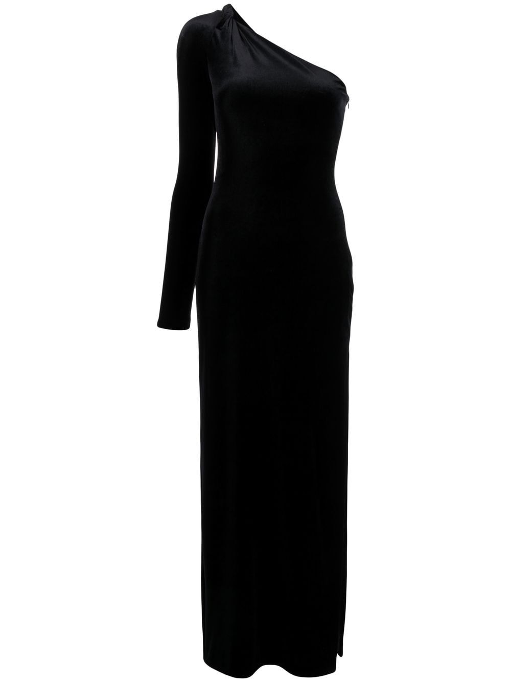 Image 1 of Galvan London Off Kilter asymmetric velvet dress