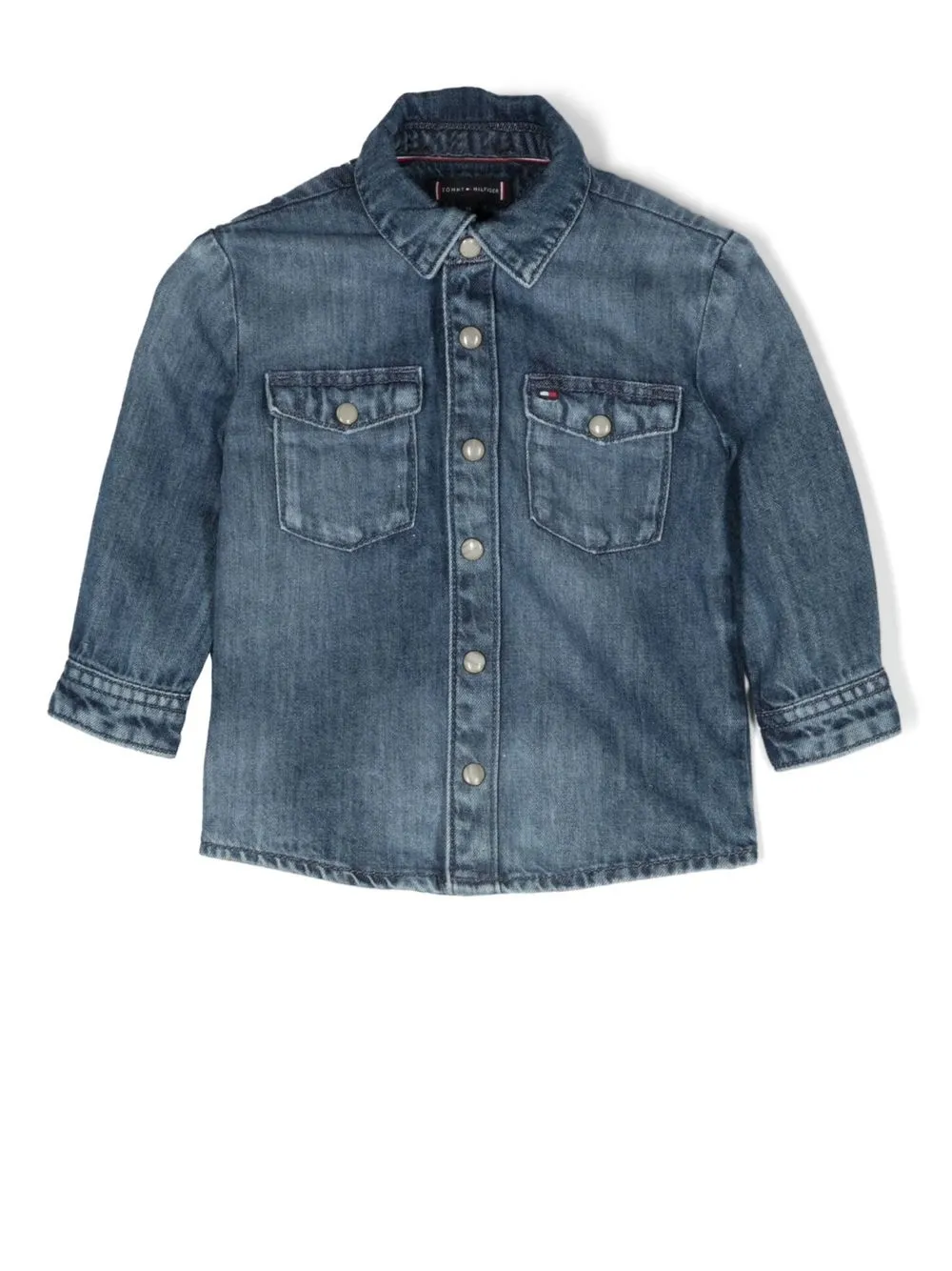 

Tommy Hilfiger Junior camisa de mezclilla con efecto desgastado - Azul