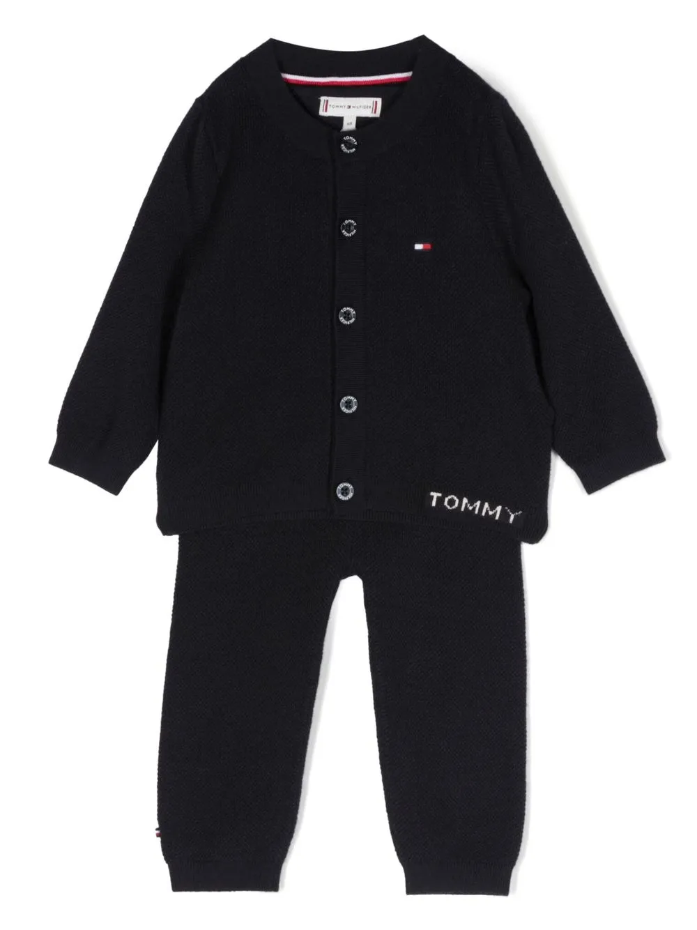 Tommy Hilfiger Junior Babies' Embroidered-logo Cardigan And Leggings Set In 蓝色