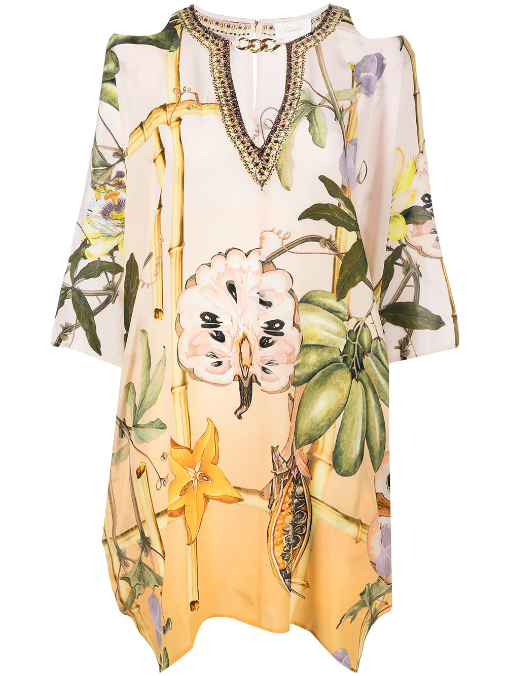 

Camilla tropical-print silk kaftan - Yellow