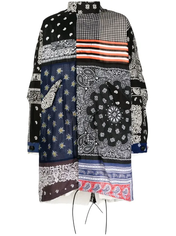 Children Of The Discordance bandana-print Funnel Neck Coat - Farfetch