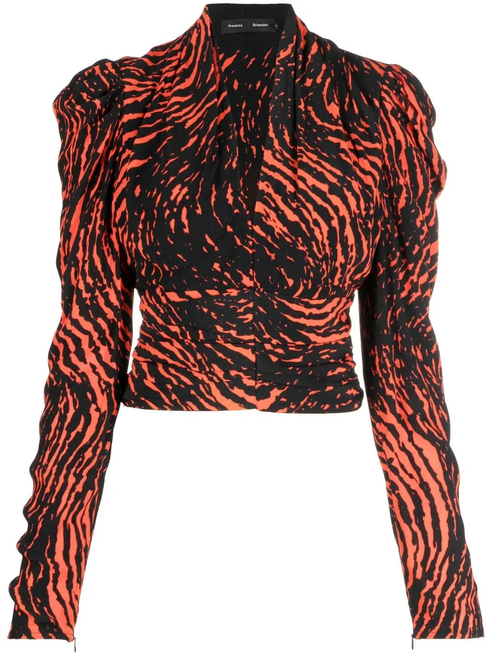 

Proenza Schouler spiral-print wraparound blouse - Black