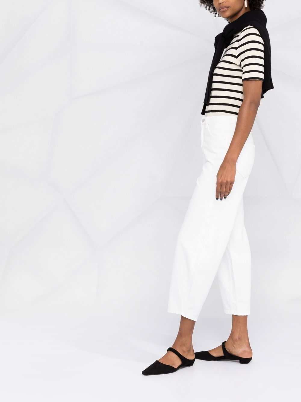 Shop Totême High-waist Cropped Trousers In White