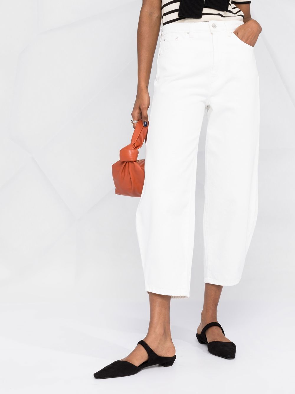 Shop Totême High-waist Cropped Trousers In White