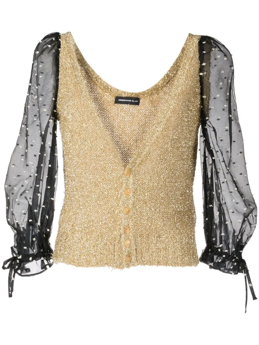 

Undercover sheer sleeve metallic cardigan - Gold