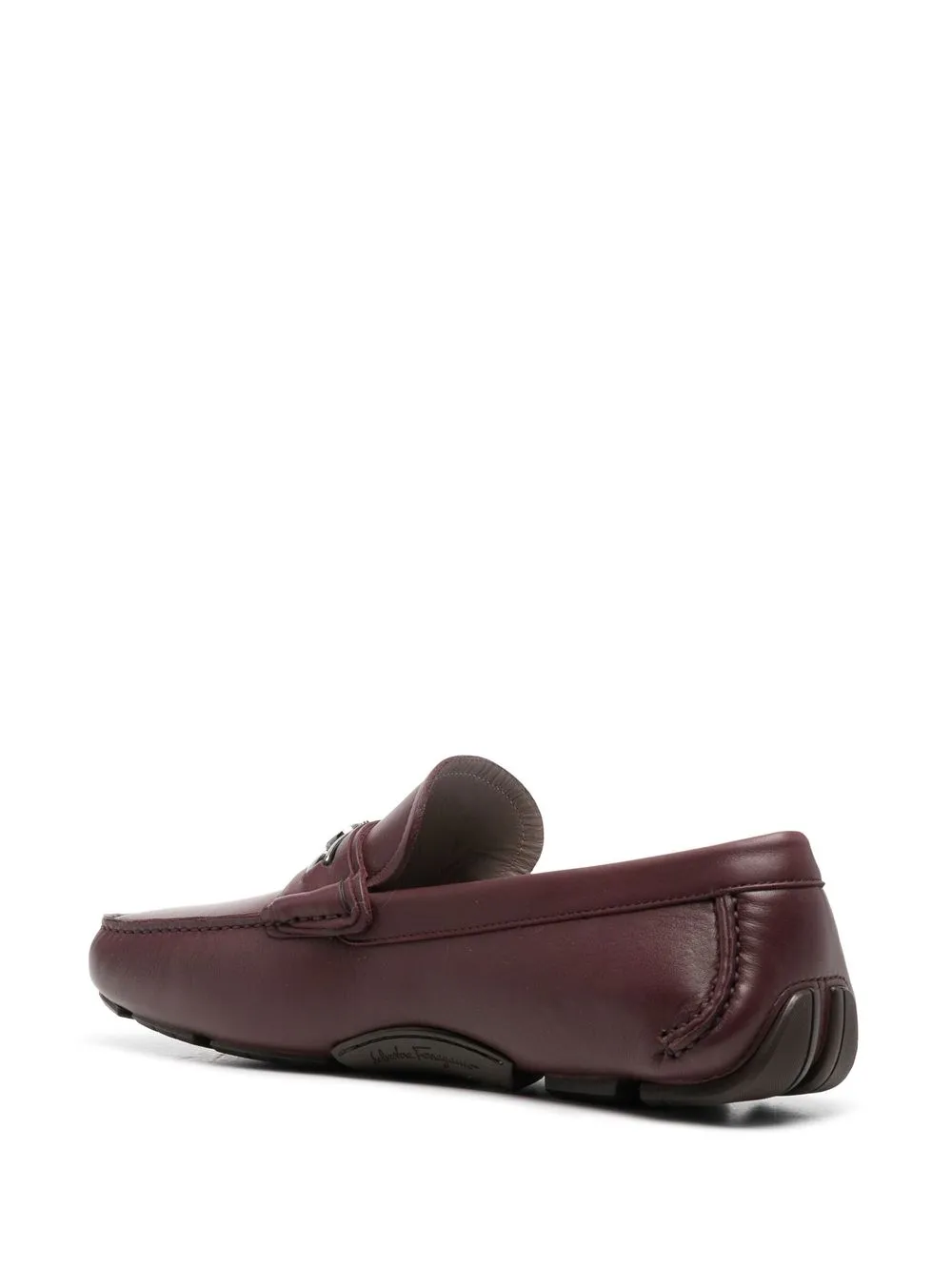 Ferragamo Man Loafers Garnet Size 8 Soft Leather In Red